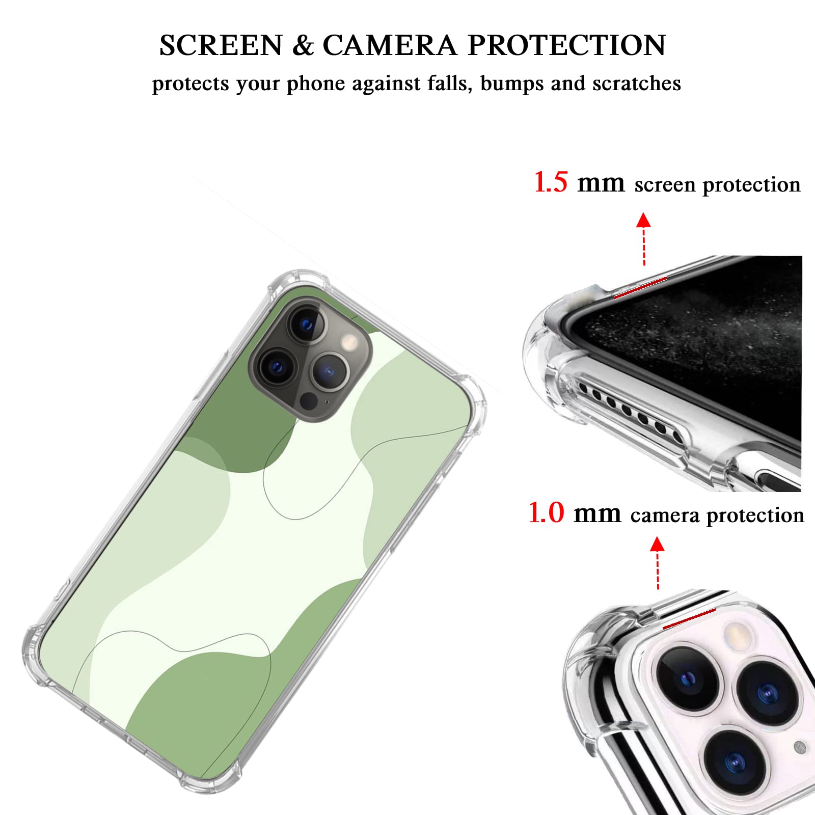 **Sage Green Abstract Line Art Phone Case for iPhone 12 Pro Max - Minimalist TPU Bumper Cover with Trendy Unique Design - Perfect for Daily Use, Travel & Gift Giving**