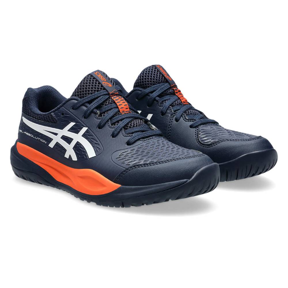 ASICS Gel Resolution X GS Junior Tennis Shoes for Kids - Midnight/White - Lightweight & Durable for Court Performance - Perfect for Junior Tennis Matches & Training