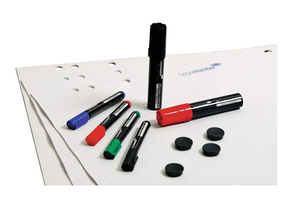 Flipchart Starter Kit - 3 Paper Pads, 6 Markers & 4 Magnets - All-in-One Presentation Accessory Set for Office Meetings, Classroom Teaching & Creative Brainstorming - Dry Erase Board Alternative for Notes & Ideas