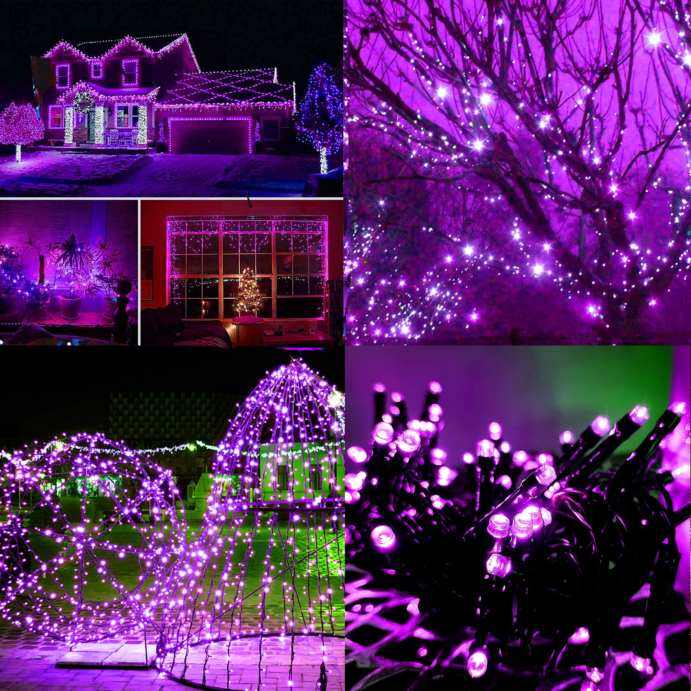 Twinkle Star 300 LED Halloween Fairy String Lights - 99 FT Outdoor Waterproof Plug-in Lights with 8 Lighting Modes | Christmas, Wedding, Party, Patio & Tree Decorations (Purple) | Perfect for Indoor/Outdoor Holiday Decor, Garden Lighting & Special Events