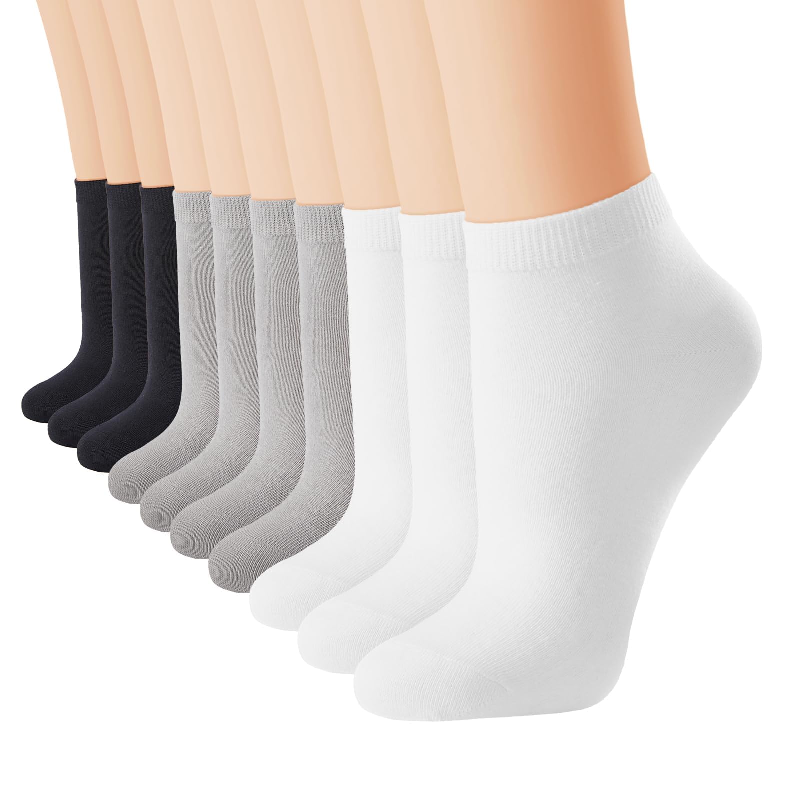 **J-BOX Women's Ankle Socks - 8/10 Pairs Thin Cotton Athletic Socks for Running, Yoga & Casual Wear - Breathable Low Cut Socks for Everyday Comfort**