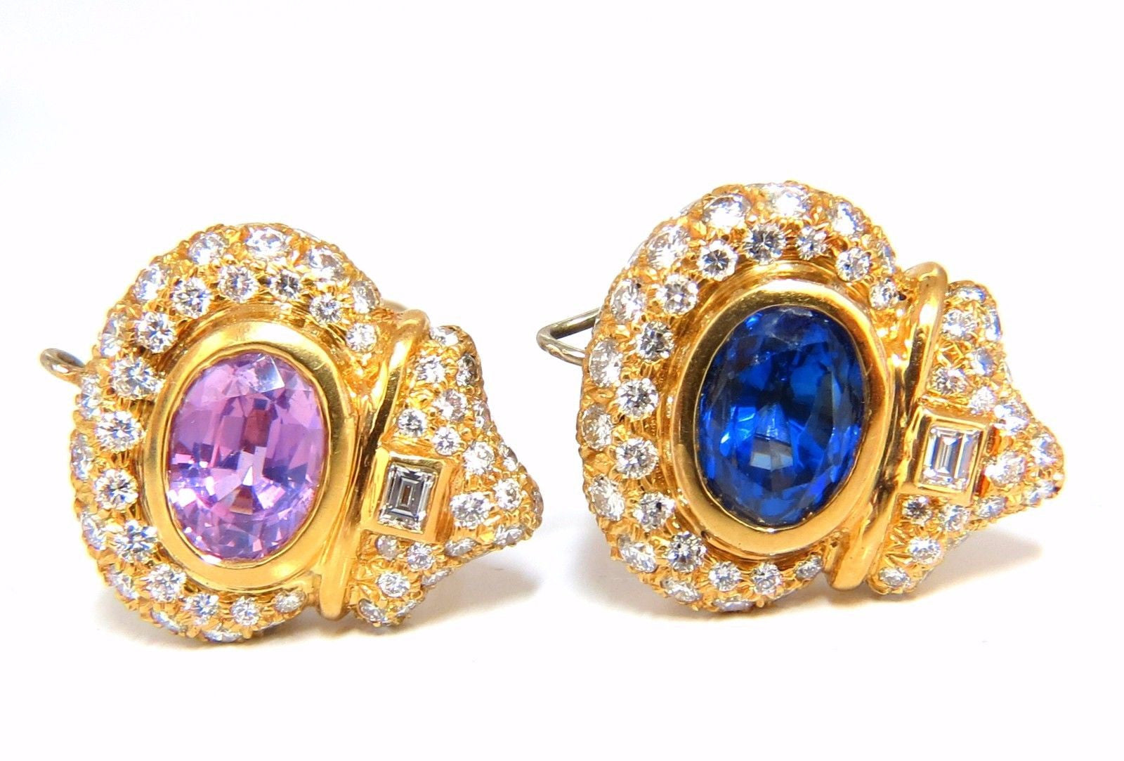 AGL Certified 10.75ct Natural Pink & Blue Sapphire Diamond Earrings in 18kt White Gold - Elegant Jewelry for Weddings, Anniversaries & Special Occasions