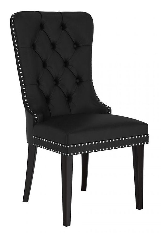 Premium Black Bonded Leather Dining Chairs with Unique Accents - Set of 2 for Modern Kitchen, Dining Room or Office - Comfortable & Stylish Seating Solution