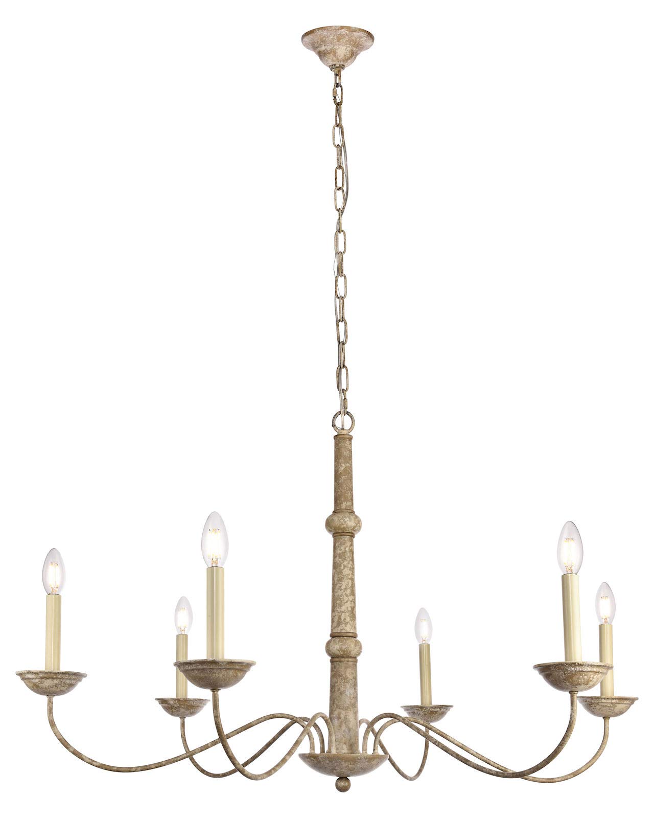 Merritt 40 Inch 6-Light Weathered Dove Chandelier - Elegant Rustic Ceiling Light Fixture for Dining Room, Living Room & Bedroom