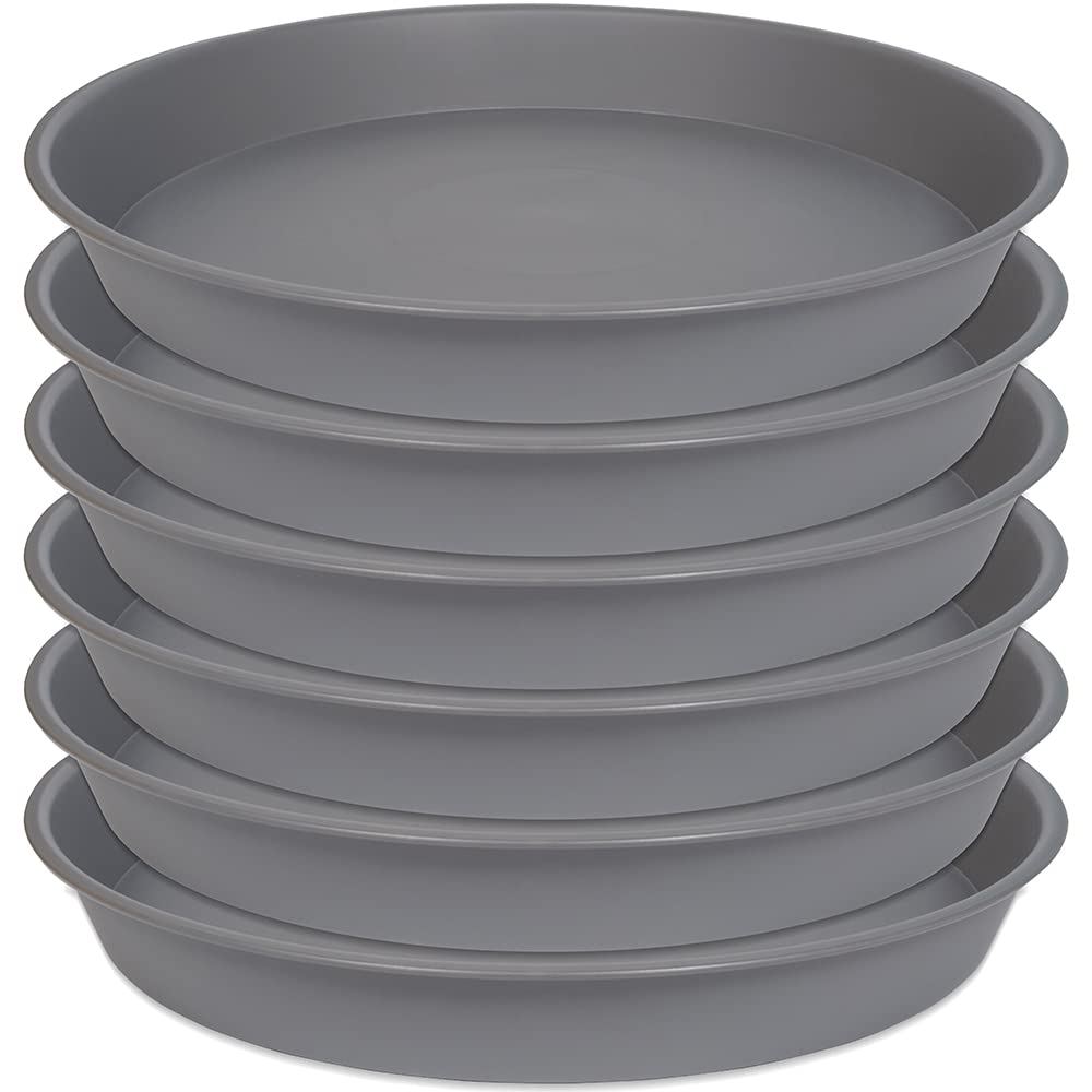 6 Pack 12 Inch Plant Saucers - Round Drip Trays for Indoor/Outdoor Pots - Heavy Duty Plastic Plant Pot Trays (12