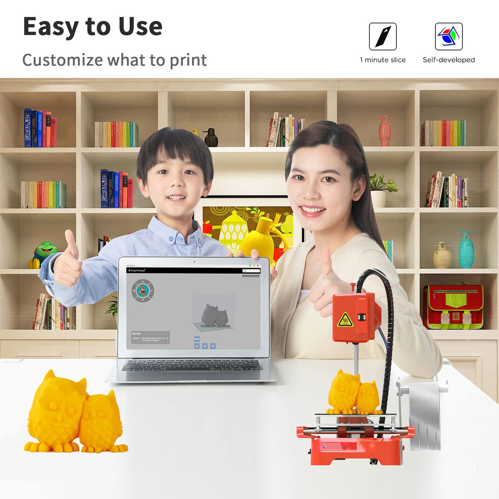 Mini 3D Printer for Kids & Beginners - 100x100x100mm Print Size, One-Key Printing, No Heated Bed, Includes PLA Sample Filament & TF Card - Perfect for Home Education, STEM Learning & Small DIY Projects