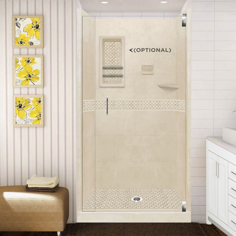 Alcove Desert Sand Sistine Stone & Jewel Stone Accent DIY Shower Remodel Kit - Easy Bathroom Upgrade for Home Renovation Projects