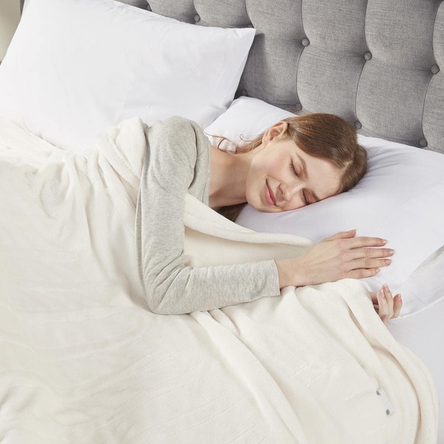 Serta ST54-0088 Microlight Heated Blanket - Ultra Soft Polyester & Cotton Blend Electric Warming Throw for Winter, Bed, Couch & Office Use