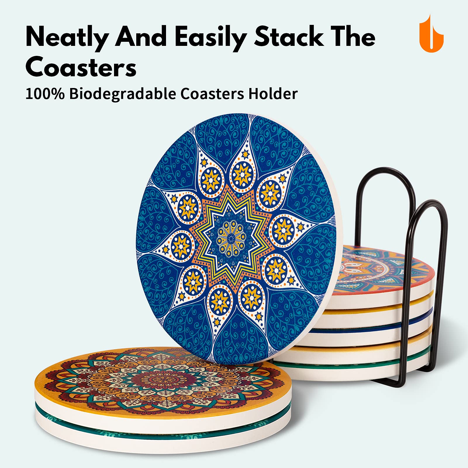 Premium Ceramic Drink Coasters Set of 4 - Absorbent & Durable Coffee Cup Coasters for Hot & Cold Beverages - Perfect for Home, Office, or Restaurant Use