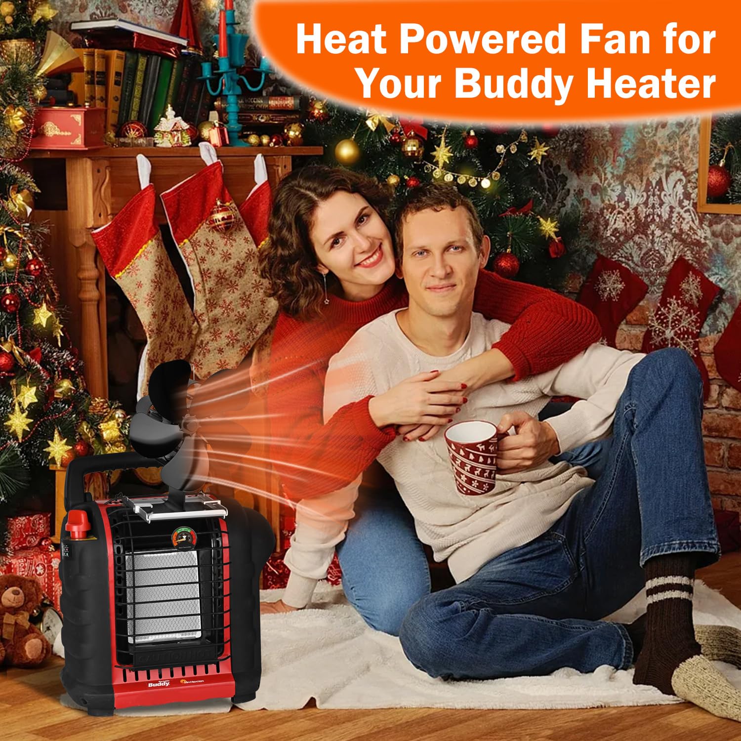 Efficient Heat Powered Wood Stove Fan with Magnetic Thermometer - Eco-Friendly Thermoelectric Fireplace Fan for Wood Burning Stoves, Pellet Heaters & Log Burners - Perfect for Home Heating & Energy Savings