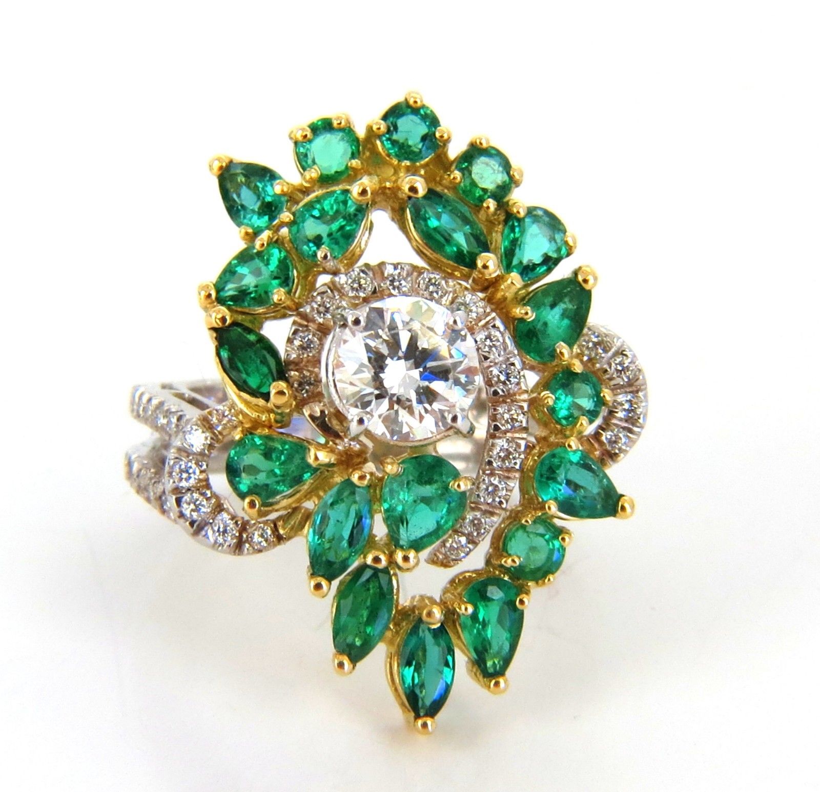 GIA Certified 4.06 Carat Emerald & Diamond Cocktail Ring in 18K Gold - Elegant Statement Jewelry for Weddings, Parties & Special Occasions