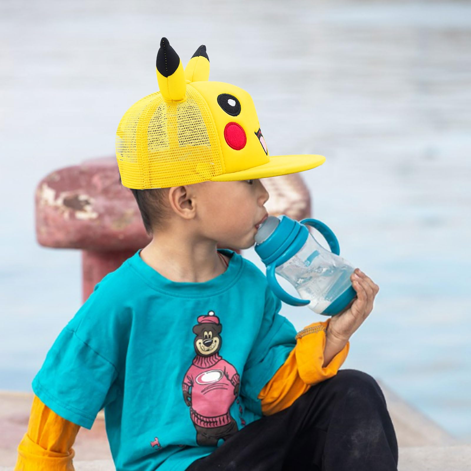 Kids Baseball Cap with Adjustable Strap - Cartoon Design Sun Hat for Boys & Girls - UV Protection Summer Sports Hat for Outdoor Play, Beach, and Park Activities