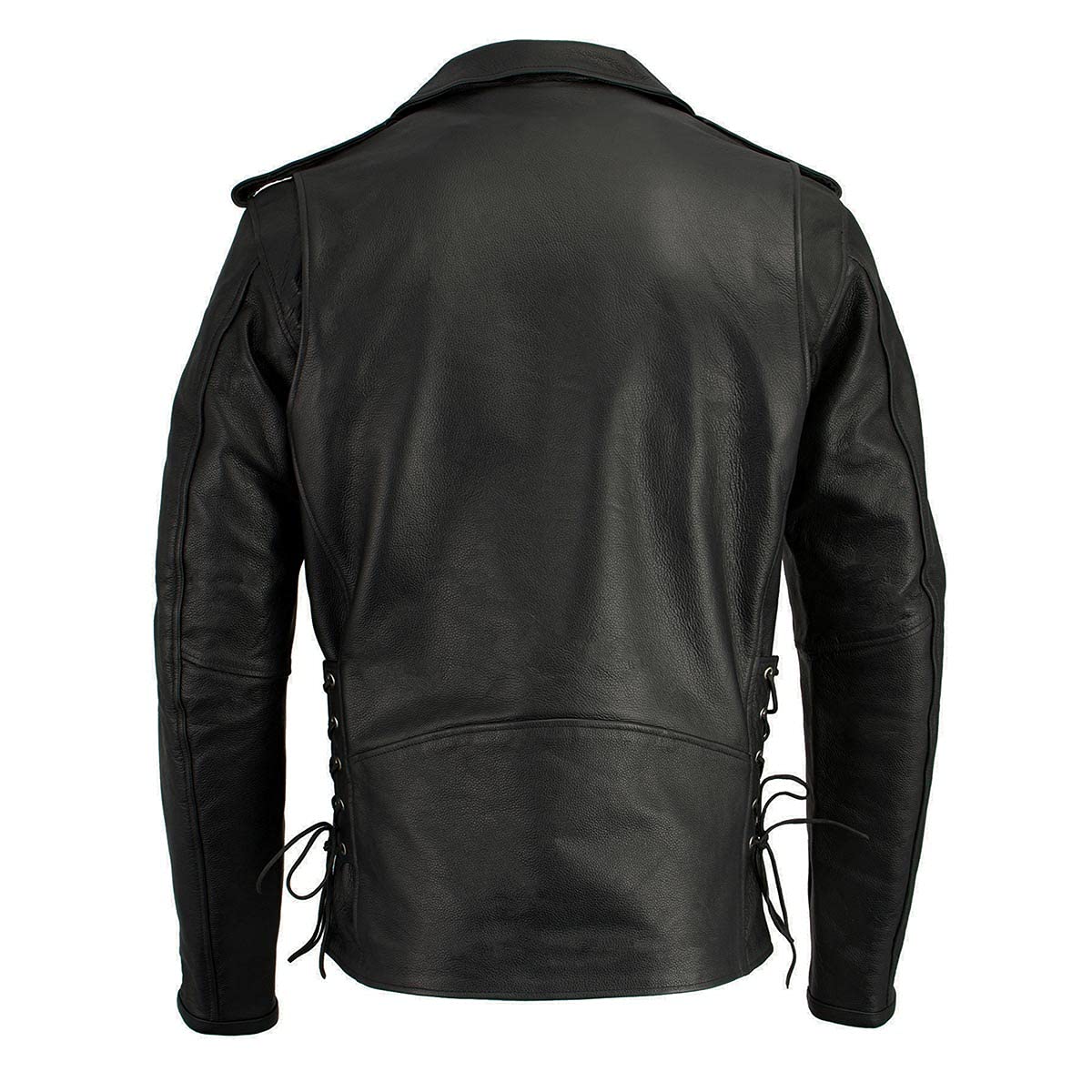 Milwaukee Leather LKM1711TALL Men's Black Tall-Size Police Style Leather Jacket with Side Lace | Motorcycle Riding, Law Enforcement & Casual Wear
