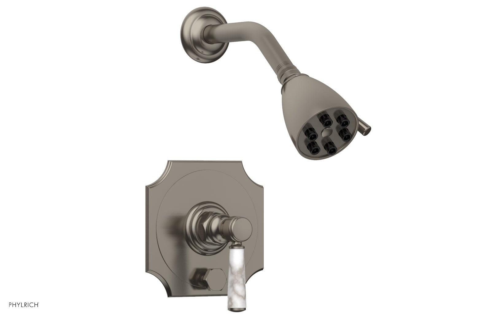 HENRI Pressure Balance Shower and Diverter Set with White Marble Handle - No Spout Included - Perfect for Bathroom Renovation and Modern Home Upgrade