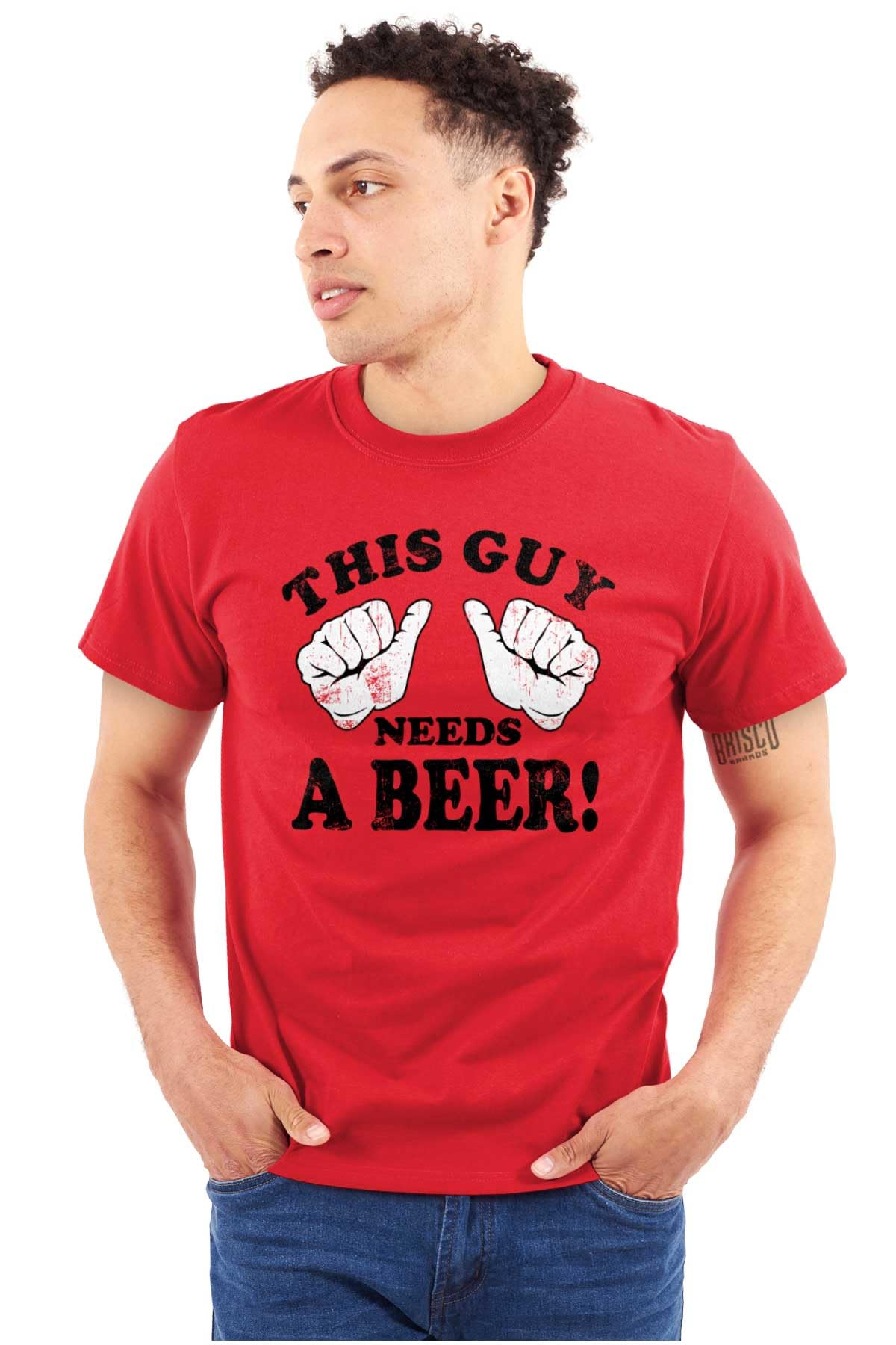 Funny Drinking Men's Graphic T-Shirt - 'This Guy Needs a Beer' Humor Tee for Casual Wear, Parties & Gifts