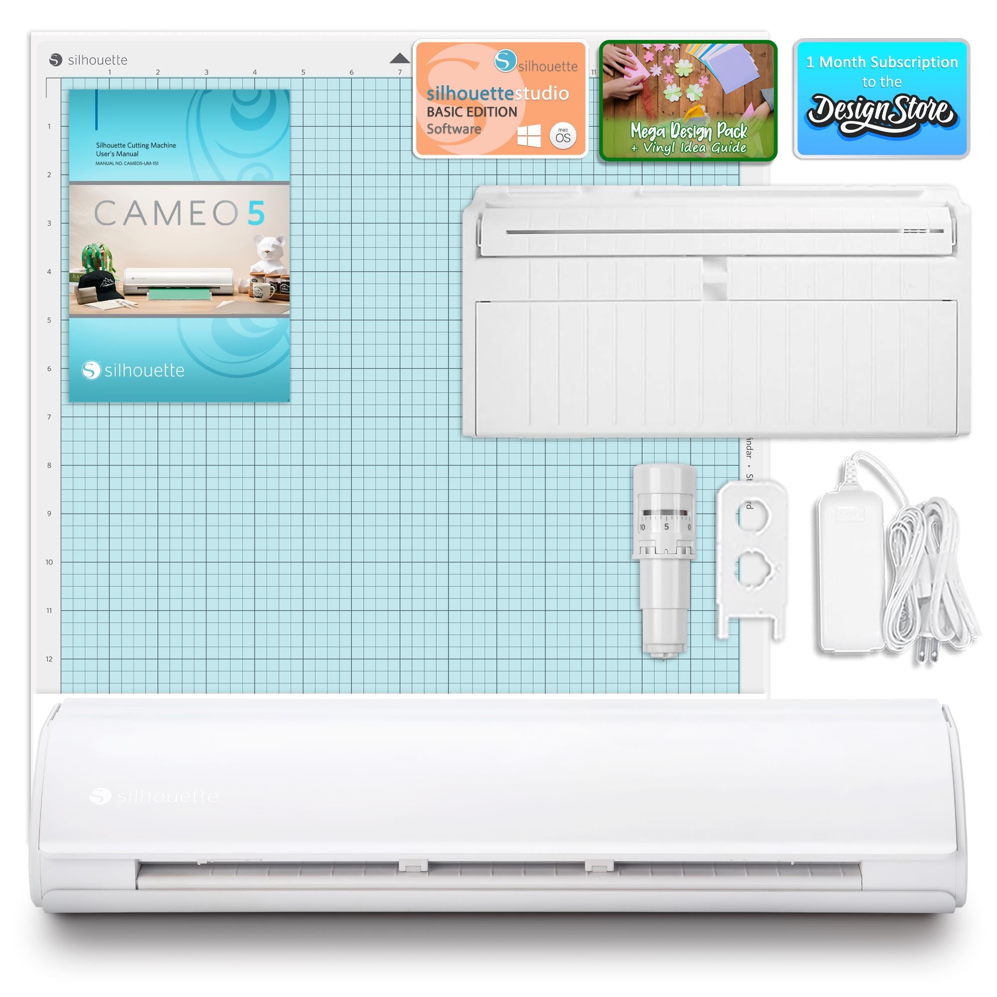 Silhouette Cameo 5 PLUS Business Bundle with Vinyl, Guides, Software & Tools - Perfect for DIY Crafts, Sign Making, and Home Decor Projects