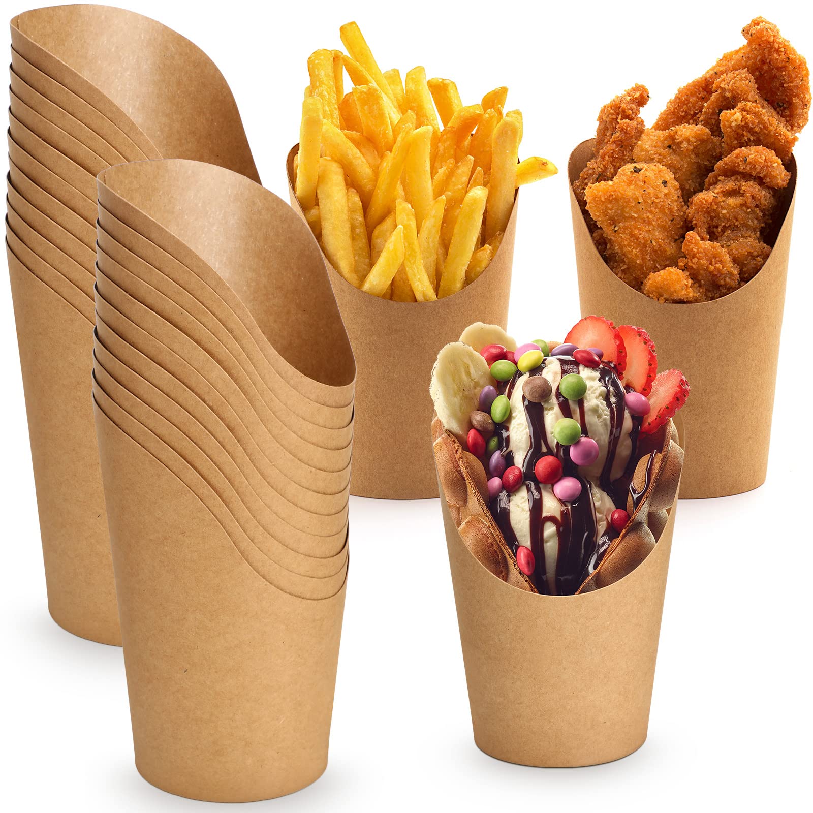 400 Pcs 14 oz Disposable Kraft Paper French Fry Holders - Eco-Friendly Takeout Containers for Parties, Weddings, Birthdays | Perfect for Popcorn, Ice Cream, Charcuterie & Sandwich Serving (Brown)