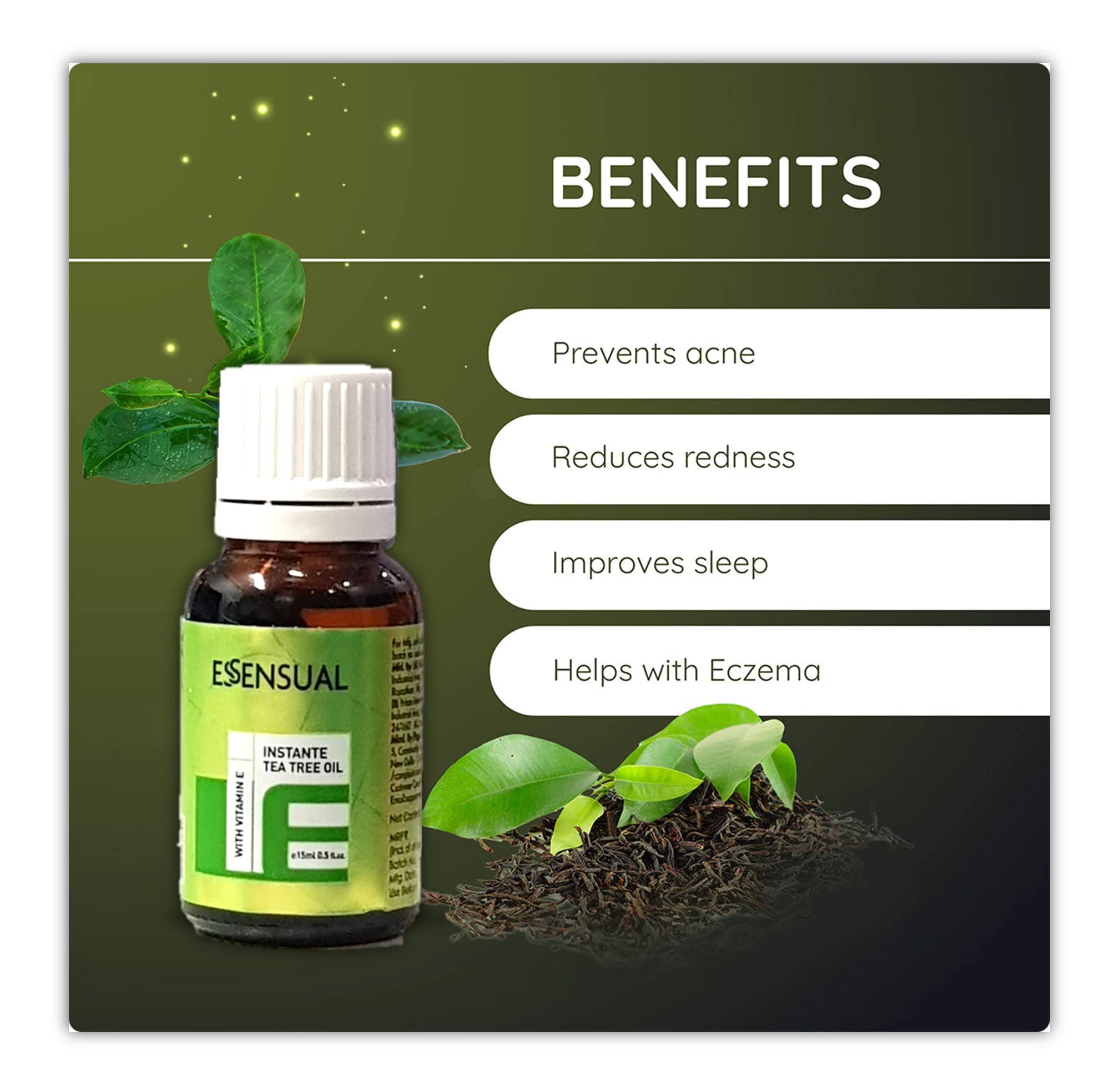Pure Natural Tea Tree Essential Oil 15ml - 100% Organic Tea Tree Oil for Hair Growth, Skin Care & Acne Treatment - Perfect for Aromatherapy, DIY Beauty Products & First Aid Kit