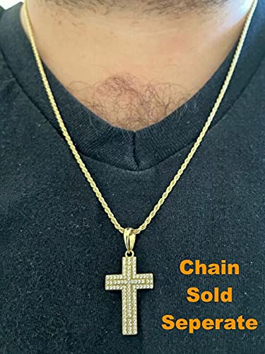 925 Sterling Silver Iced Cross Pendant Necklace - 1