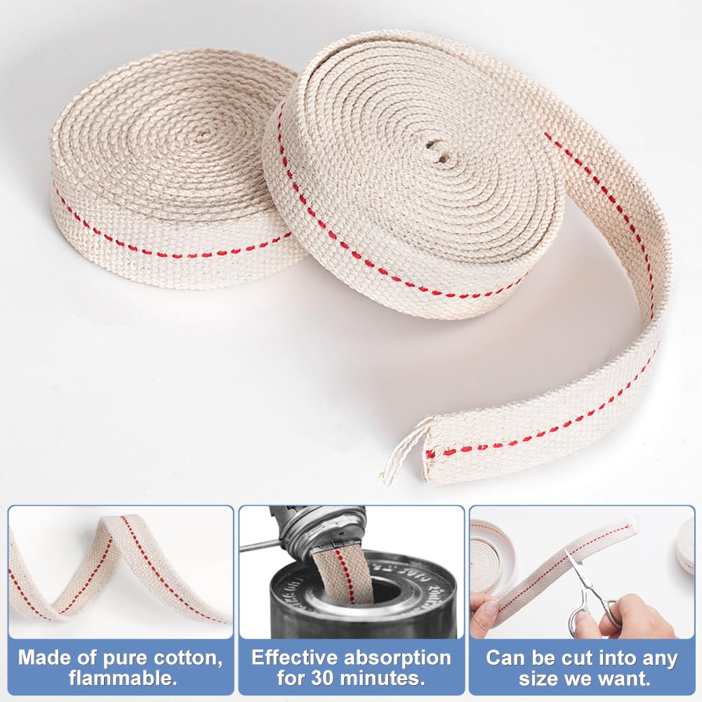 40FT Oil Lamp Wick - 3/4 Inch Flat Wick for Kerosene Lamps & Oil Lamps | Premium Replacement Wicks for Indoor Oil Lamps (10FT per Roll) | Perfect for Emergency Lighting, Camping, and Home Decor