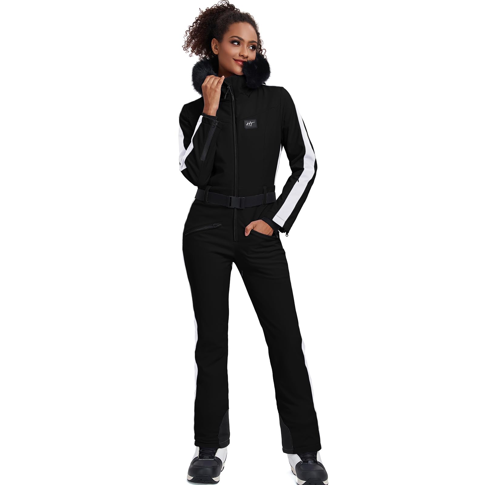 HOTIAN Women's Slim Fit Waterproof Ski Suit - Winter Snowboard Overalls Jumpsuit for Outdoor Snow Sports & Cold Weather Activities