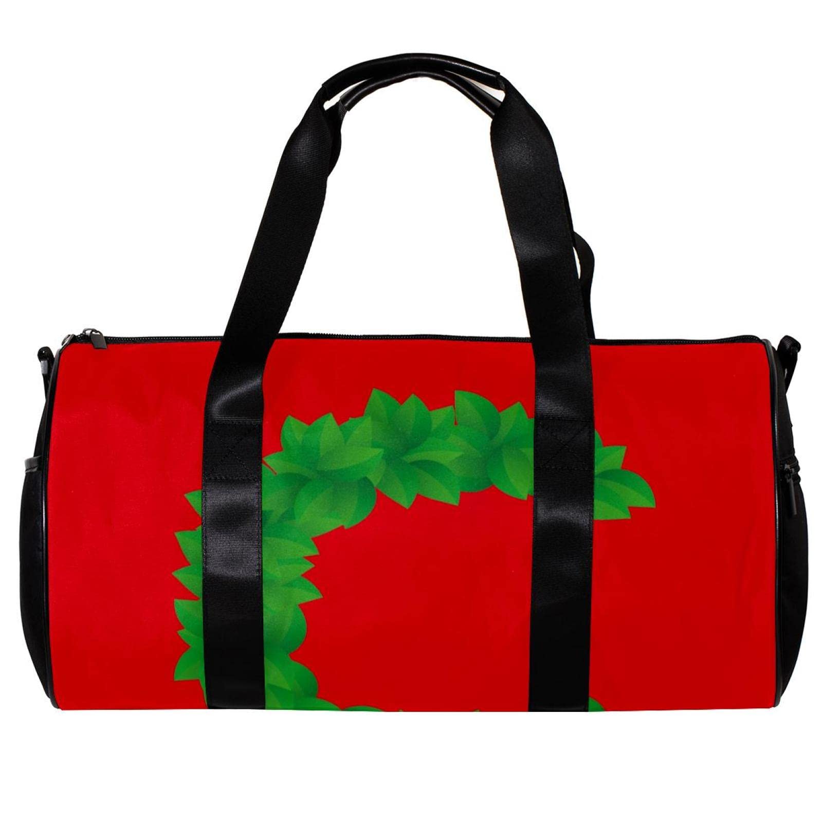 Gym Duffle Bag for Men & Women - Large Overnight Weekender Travel Bag with Leaf Style Letter C Design - Perfect for Gym, Workout, Travel & Weekend Getaways (Red)