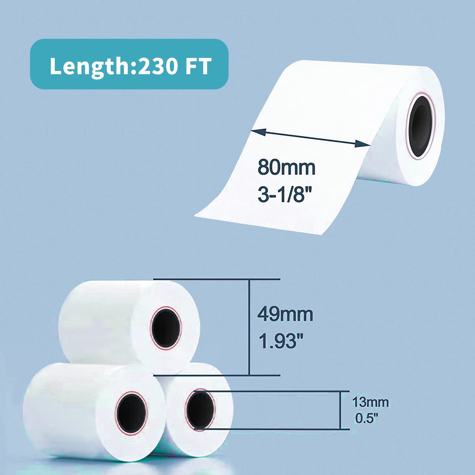 MFLABEL 50 Rolls Thermal Receipt Paper Rolls 3-1/8