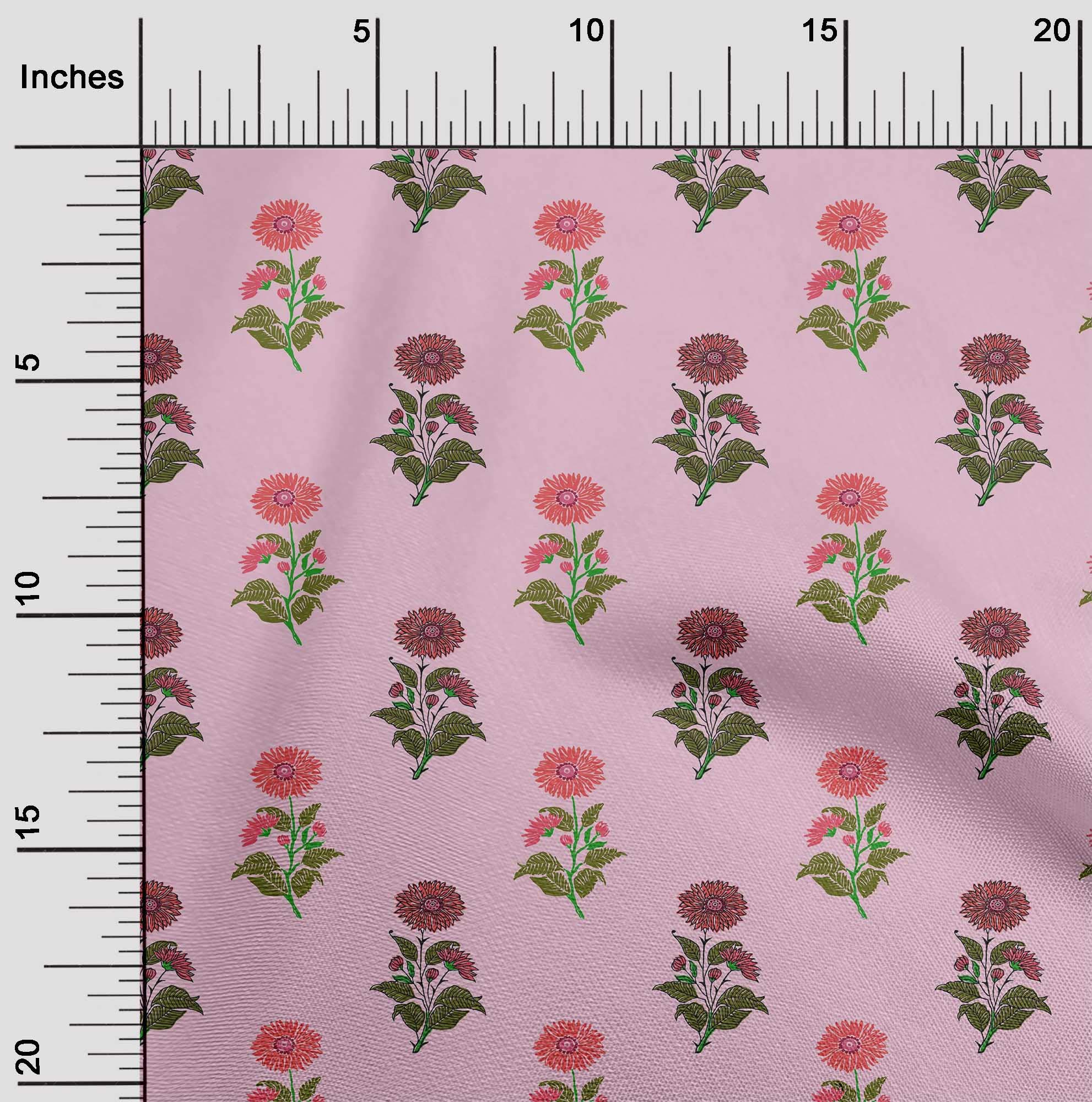 oneOone Cotton Jersey Blush Pink Floral Print Fabric by The Yard - 58 Inch Wide Soft Stretchy Material for Dresses, Skirts & DIY Fashion Projects