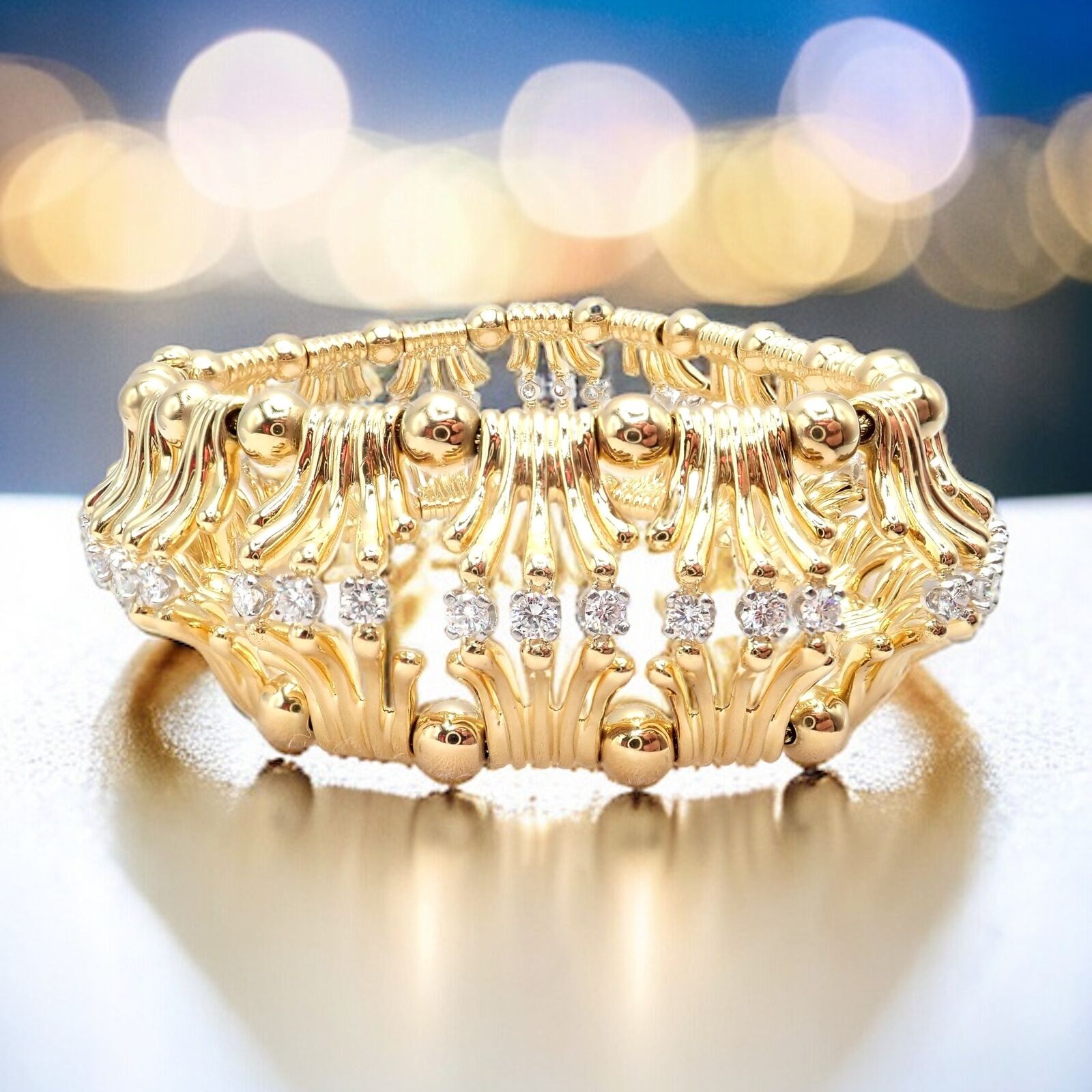 Tiffany & Co Jean Schlumberger 18k Yellow Gold Platinum Diamond Bracelet for Women - Luxury Diamond Tennis Bracelet for Gifts, Anniversaries & Special Occasions