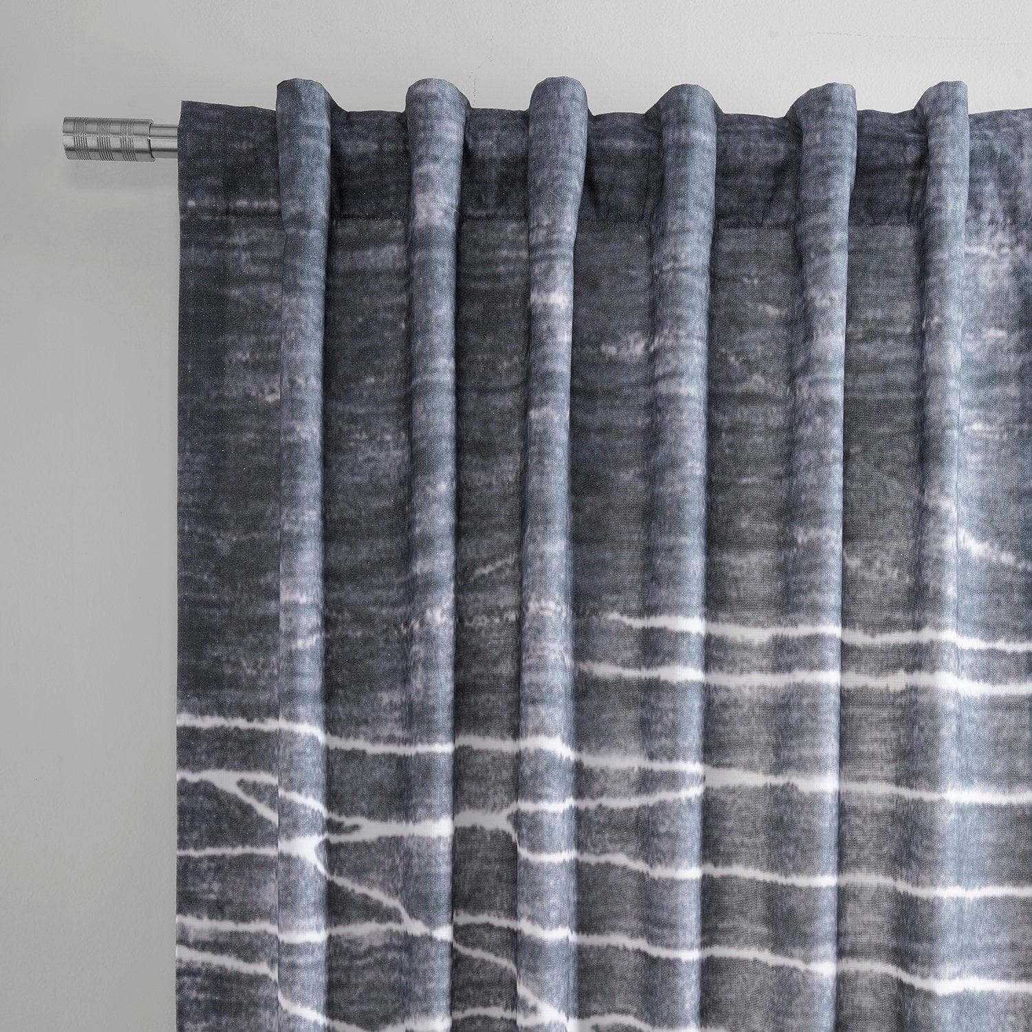Coal Black Abstract Textured Printed Cotton Curtains for Living Room & Bedroom - Modern Window Drapes for Home Decor