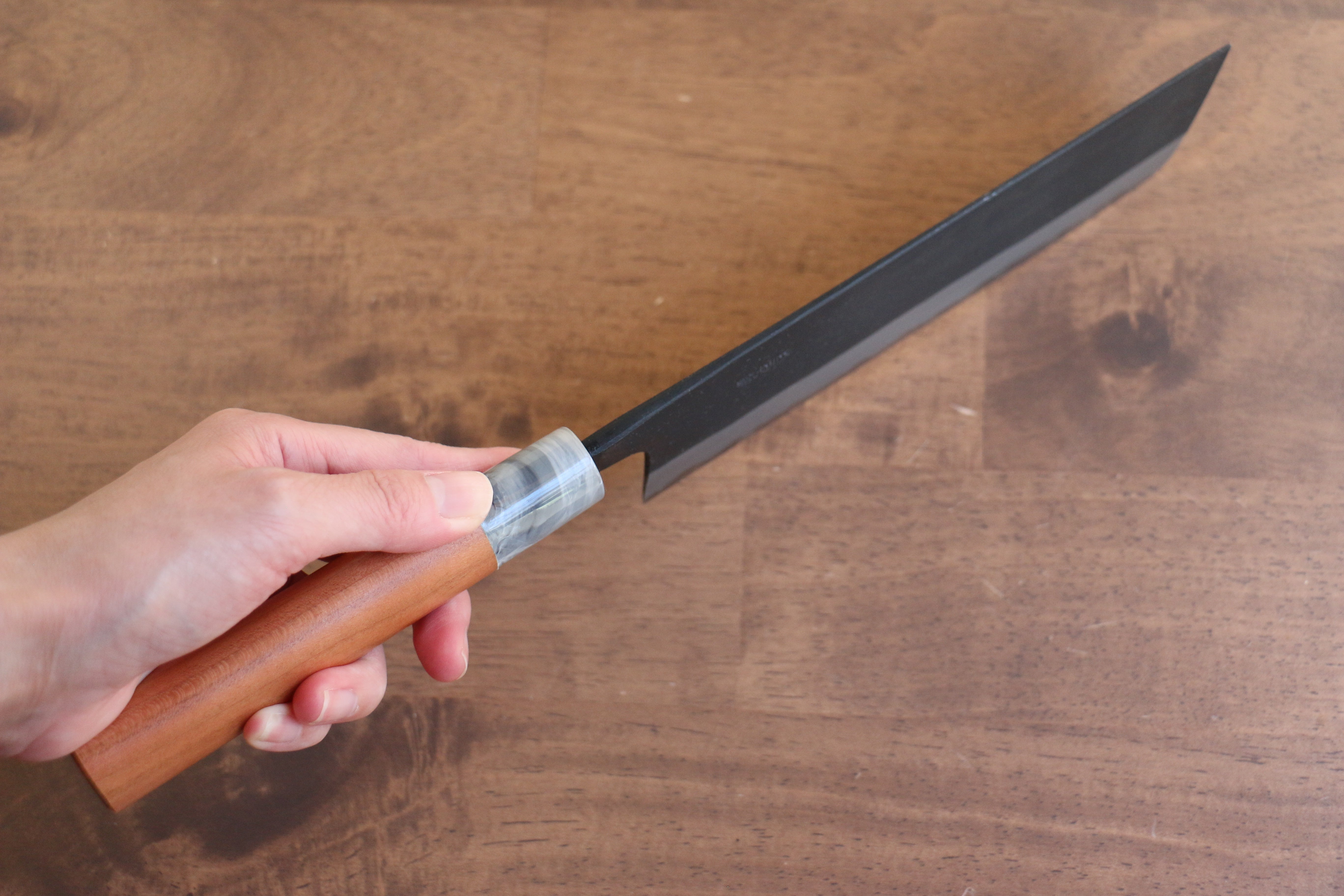 Nao Yamamoto White Steel No.2 Kurouchi Nakiri Knife 180mm - Japanese Chef Knife with Cherry Wood Handle for Precision Vegetable Chopping & Slicing in Professional Kitchens