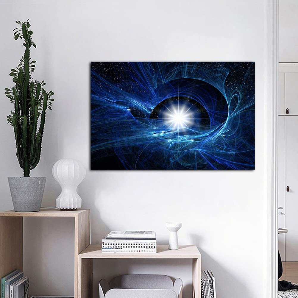 Galaxy Wall Art - Framed Outer Space Canvas Painting with Earth & Moon, Astronomy Universe Decor for Home, Office, Bedroom - Ready to Hang | Perfect for Living Room Decor, Office Inspiration & Space-Themed Bedrooms