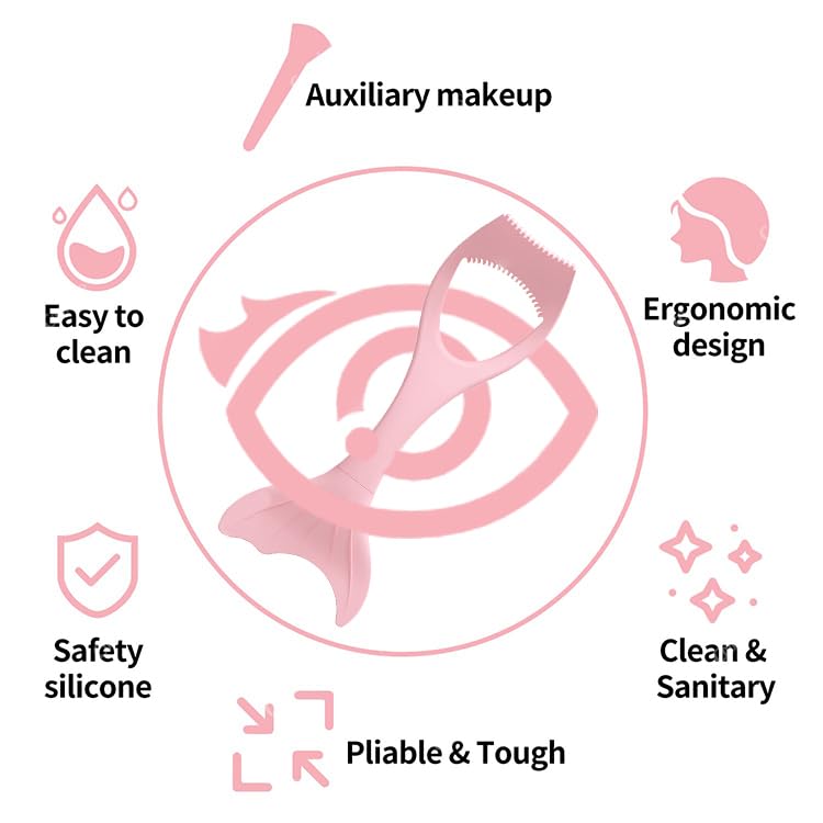 Vitalogy Reusable Silicone Eyeliner Mascara Shield & Eyebrow Comb - 3-in-1 Makeup Tool for Beginners | Perfect for Precise Eyeliner, Mascara Application & Eyebrow Styling | Great for Everyday Makeup, Professional Looks & Cosplay Costumes - 1 Piece