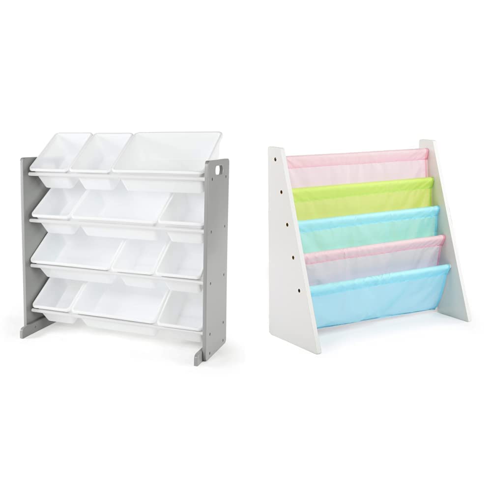 Humble Crew Kids Toy Organizer with Book Rack and Storage Bins - Multifunctional Nursery Storage Solution for Toys, Books & Clothes - Perfect for Playroom, Bedroom & Daycare Organization