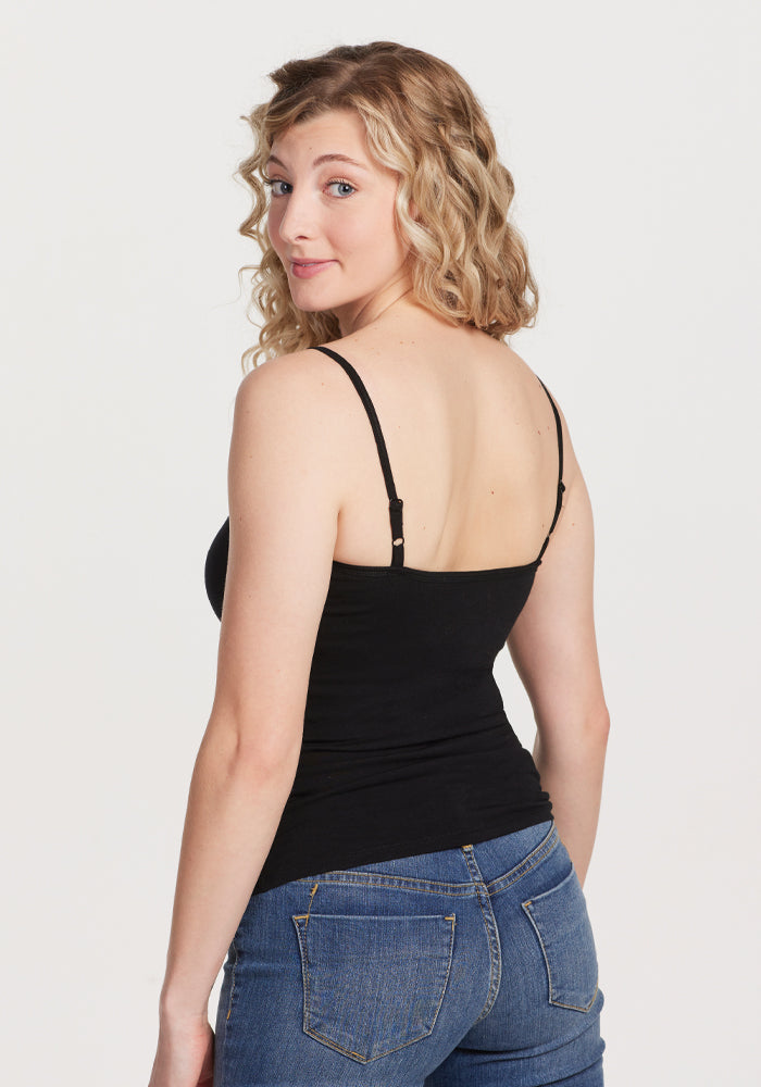 Teagen Women's Cami Top with Built-in Shelf Bra - Black | Comfortable Layering Piece for Everyday Wear & Lounge