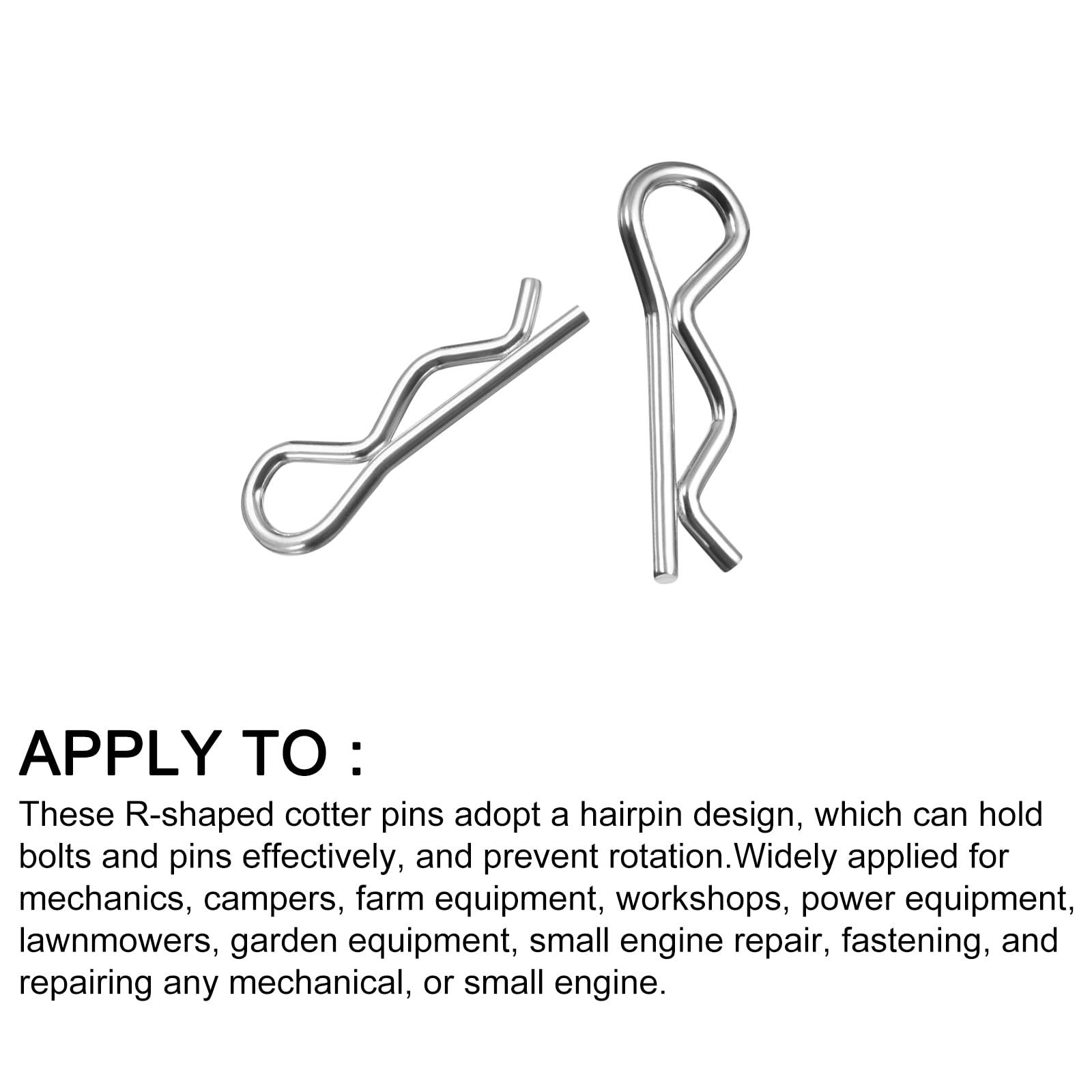 METALLIXITY Cotter Pins 1.6mm x 28mm - 20Pcs Carbon Steel R-Clip Pins for Hitch Pin Lock Systems - Silver Tone - Heavy Duty Fasteners for Trailers, Machinery & Automotive Applications