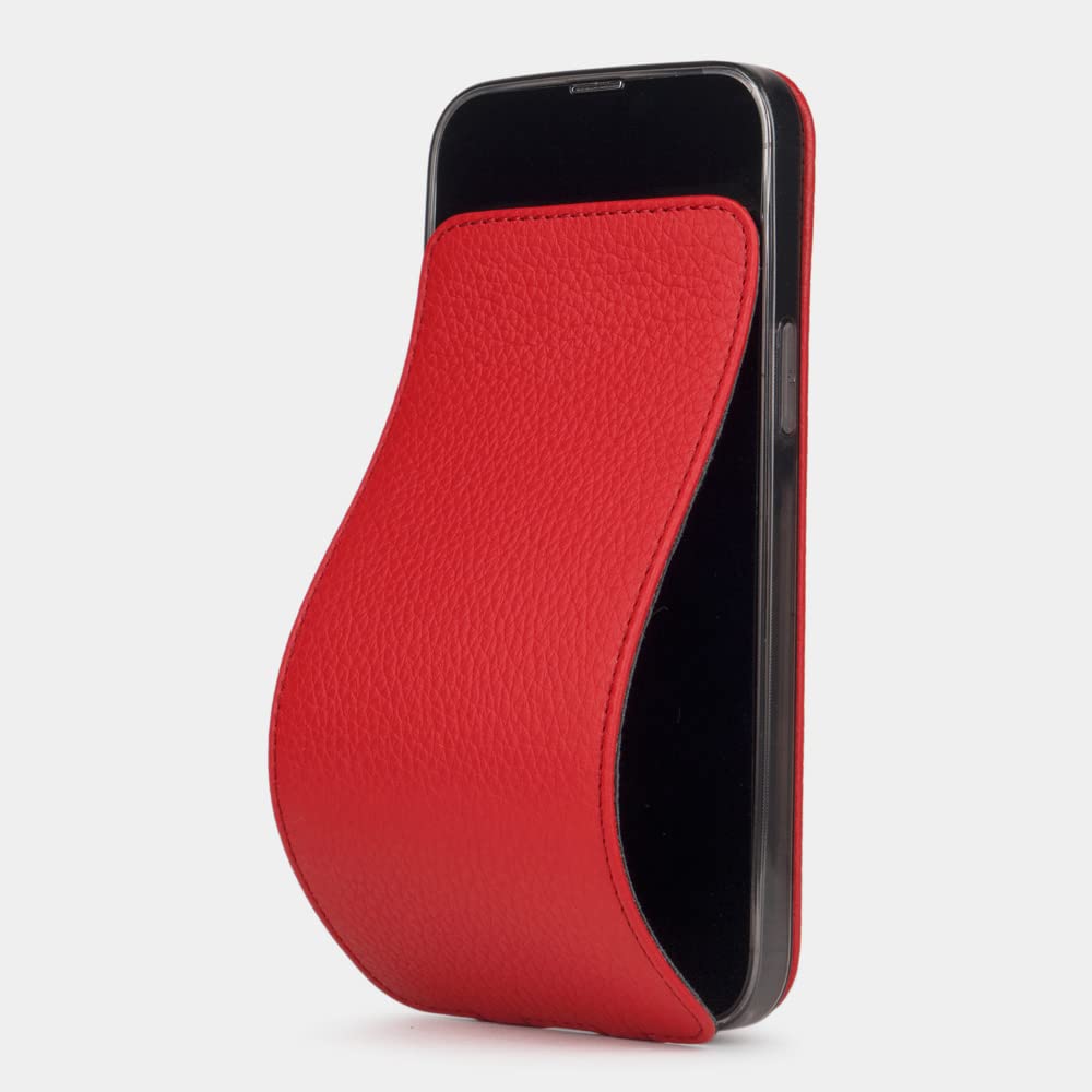 Premium Leather Wallet Case for iPhone 13 Pro Max - Magnetic Foldable Cover with Card Slots - Made in France - Red - Perfect for Travel, Business & Everyday Use
