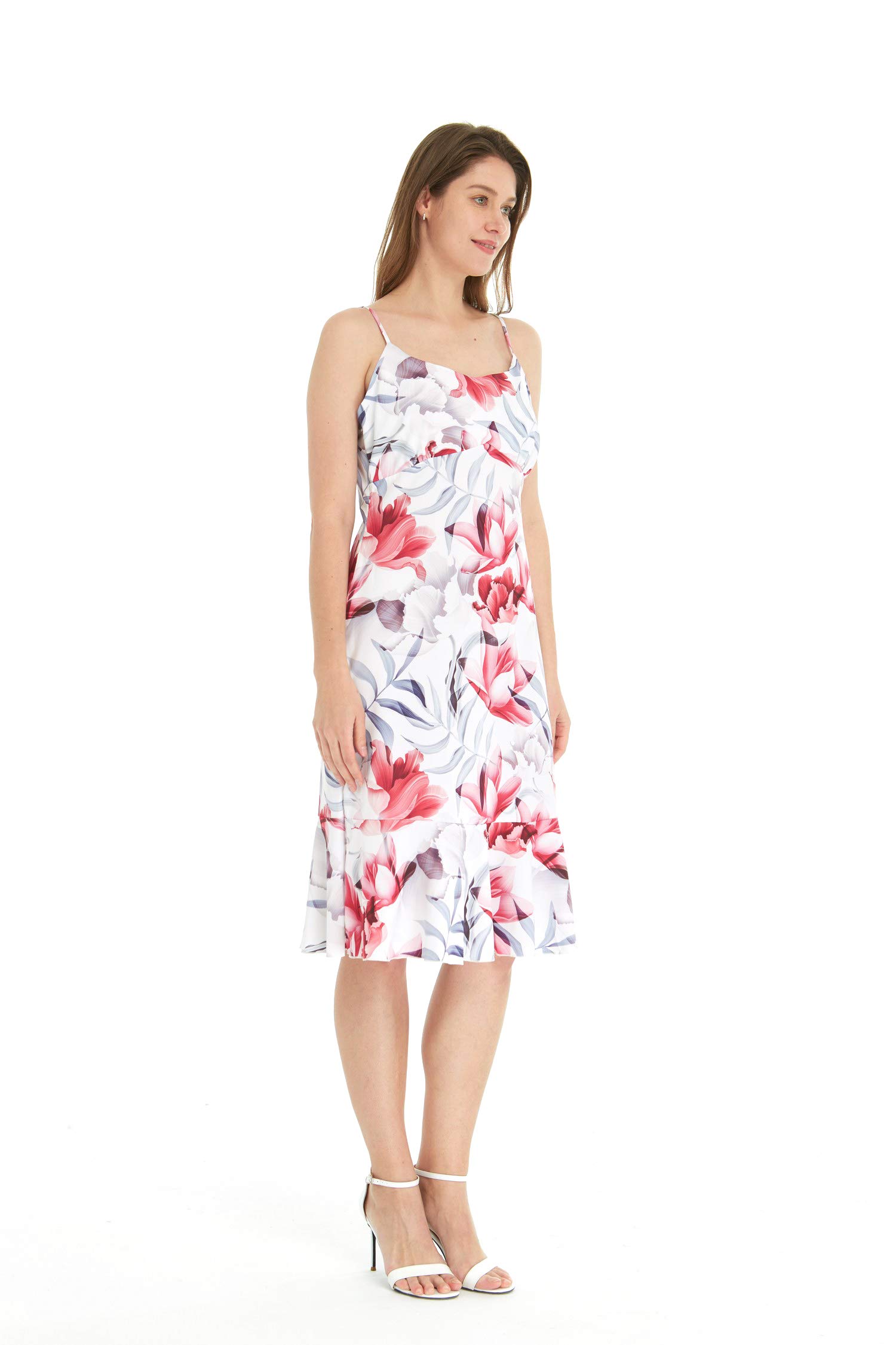 Women's Tropical Print Hawaiian Mermaid Ruffle Dress - Beach Party, Vacation & Summer Outfit for Poolside, Luau & Island Getaways