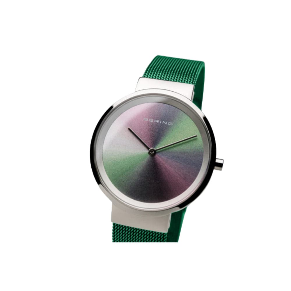 BERING 10X31 Anniversary Green Stainless Steel Mesh Women's Watch - Elegant Timepiece for Everyday Wear, Office & Special Occasions