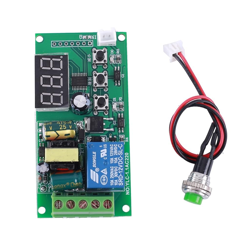 DONGKER YLC-1.1AC220 Timer Relay Switch Module - AC 85V-265V LED Display & Button Control for Home Automation, Industrial Equipment, and DIY Projects