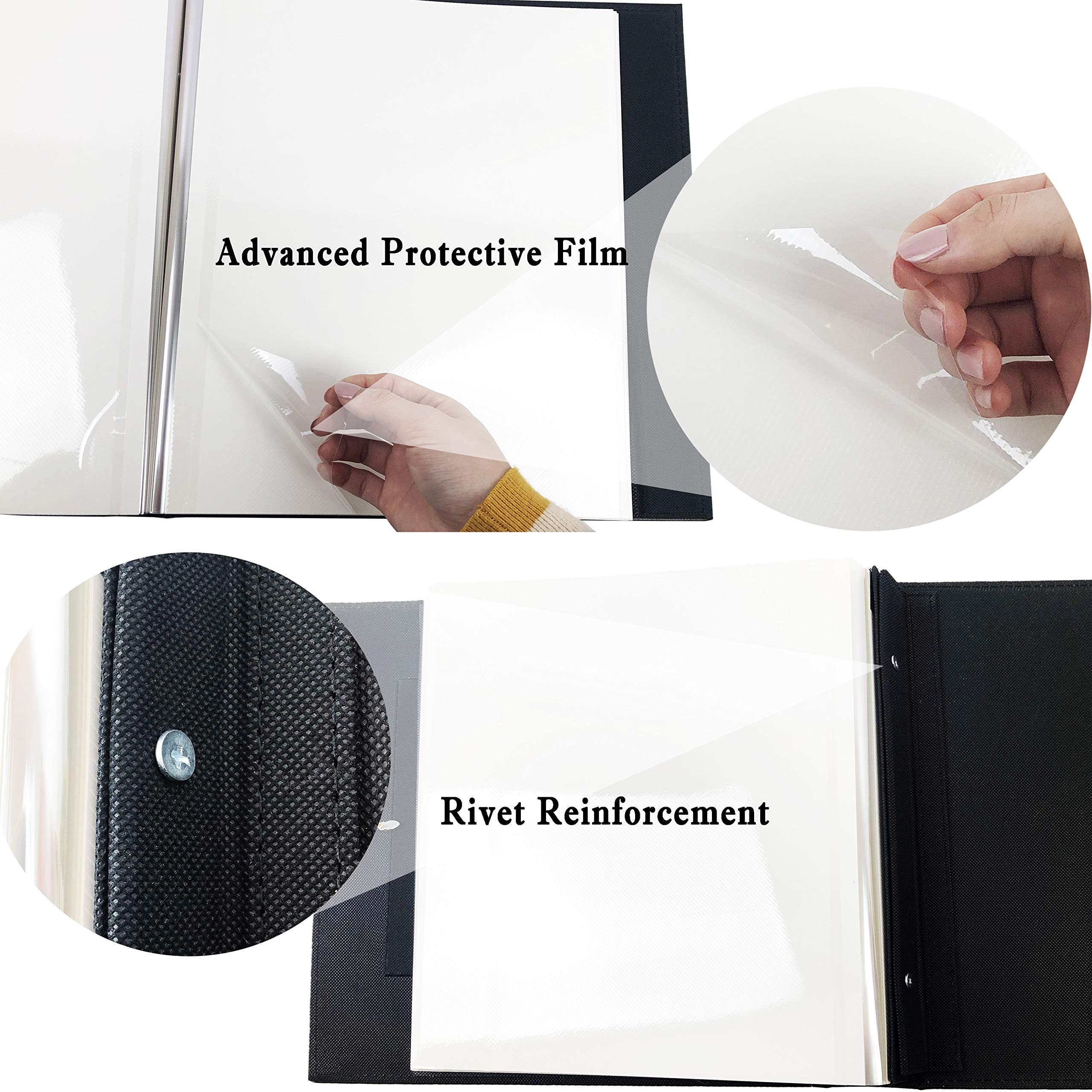 RECUTMS Magnetic Self-Stick Photo Album - 60 Pages Leather Scrapbook for Family Photos, DIY Memory Book - Holds 3x5, 4x6, 5x7, 6x8, 8x10 Pictures - 13.3 x 13.4 Inches (Blue) - Perfect for Weddings, Baby Books & Travel Memories