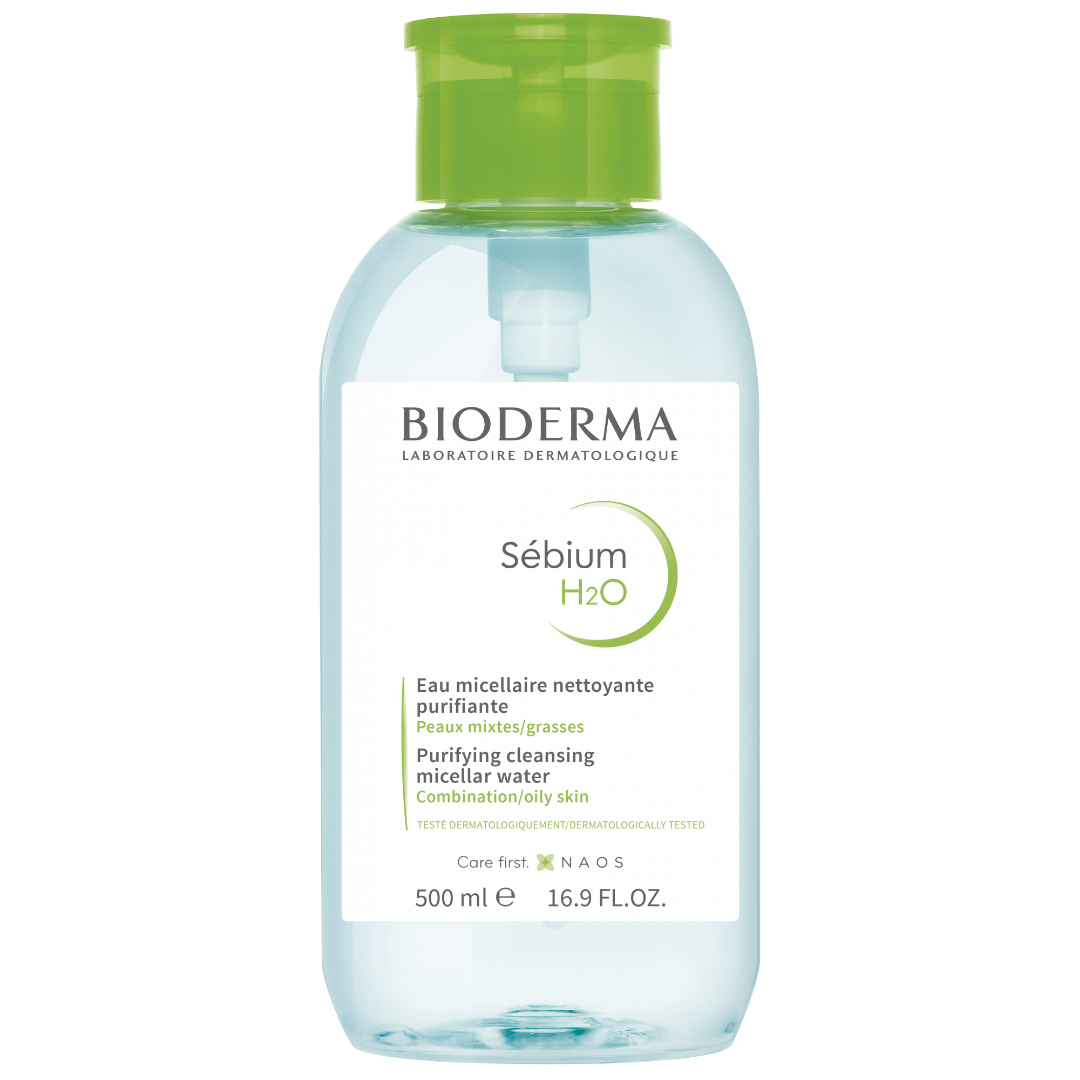 Sebium H2O Inverted Dosage Dispenser 500ml - Perfect for Skincare Routine & Travel-Friendly Makeup Remover Solution
