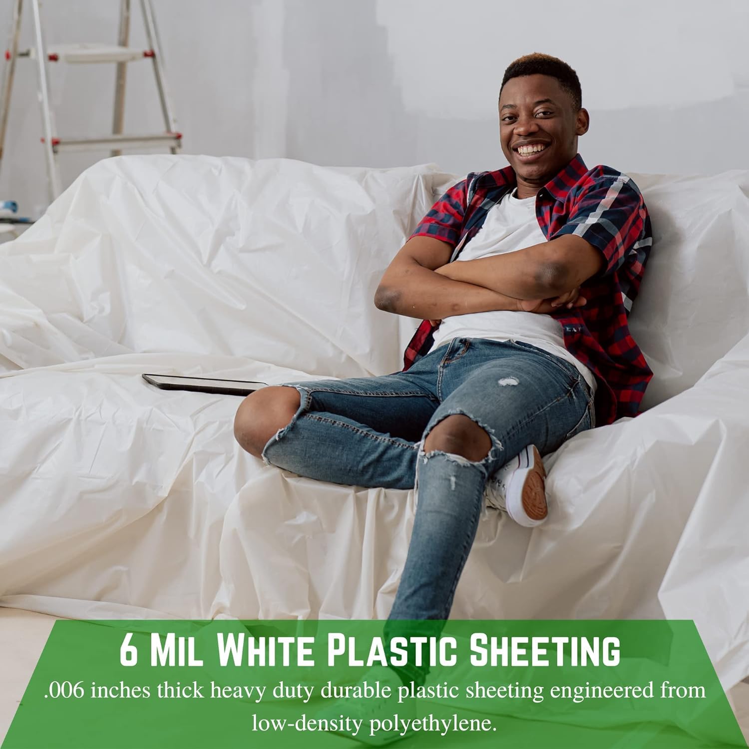 Farm Plastic Supply - 6 mil White Plastic Sheeting (10' x 100') - Heavy Duty Polyethylene Film for Crawl Space, Vapor Barrier, Drop Cloth & Construction Cover | Perfect for Home Renovation, Moisture Protection & DIY Projects