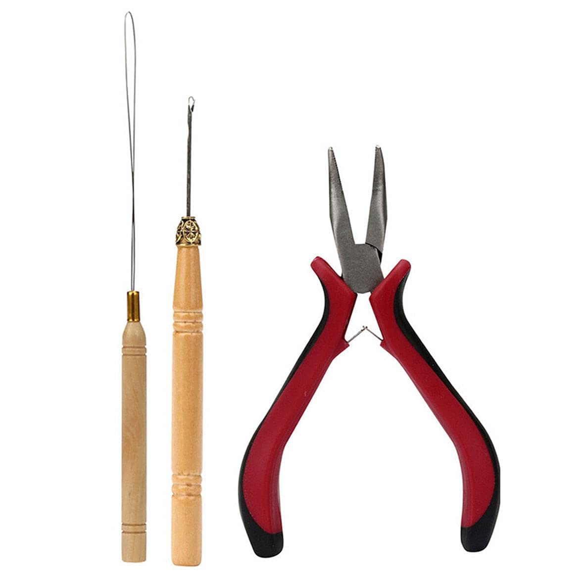 Professional Hair Extension Kit with Pliers, Pulling Hook & 500 Beige Silicone Lined Micro Rings - Essential Tools for Salon Stylists & DIY Hair Extensions at Home