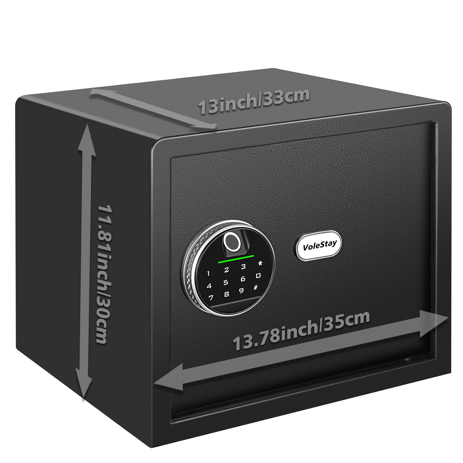Biometric Fingerprint Safe Box for Home & Office - Secure Handgun, Jewelry, Cash & Valuables - 1.2 Cubic Feet Black Digital Lock Box - Ideal for Bedroom, Closet, Travel & Hotel Security