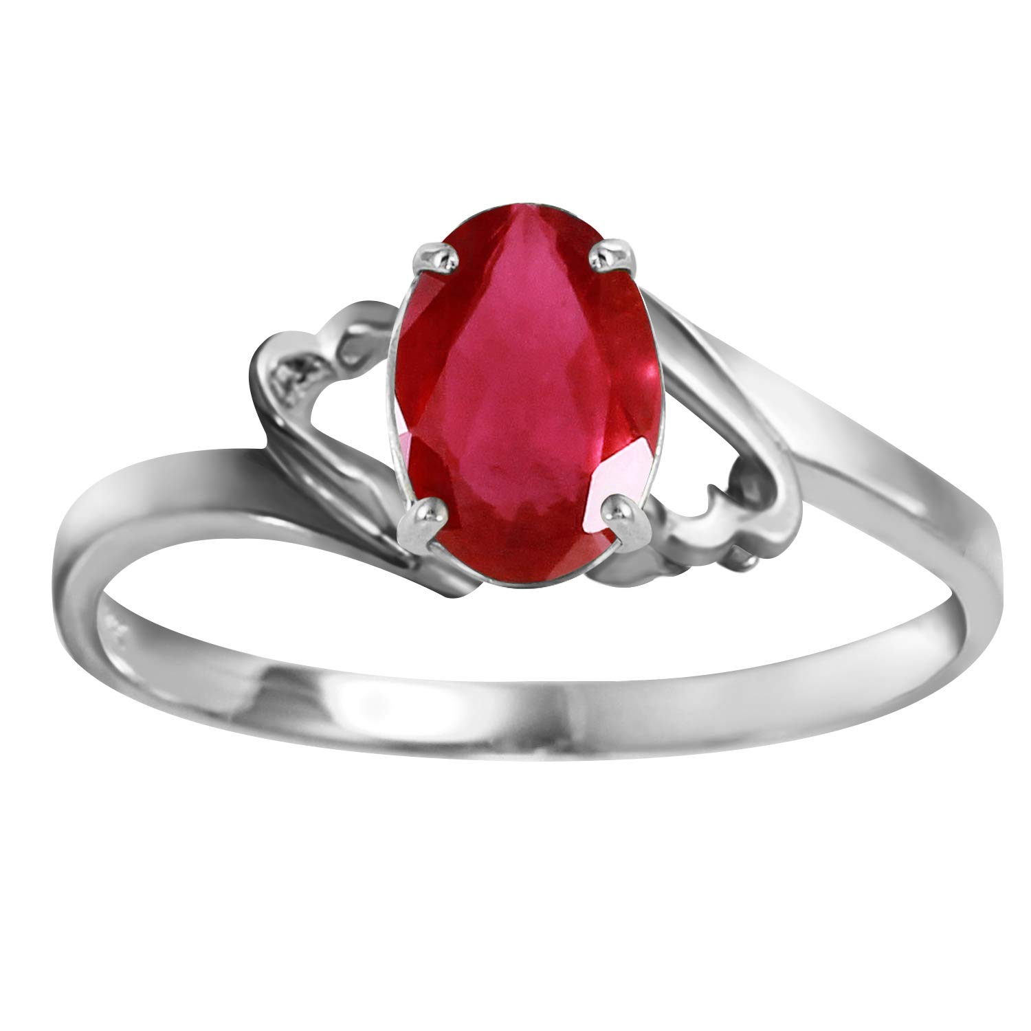 14K Solid White Gold Ring with 1.15ct Oval Ruby - Galaxy Gold GG Collection | Elegant Jewelry for Weddings, Anniversaries & Special Occasions