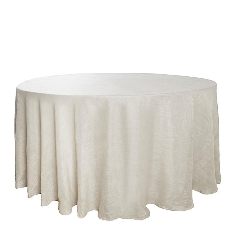 Premium 120 Round Faux Burlap Polyester Tablecloth - Waterproof & Wrinkle-Resistant for Dining, Parties, and Outdoor Events