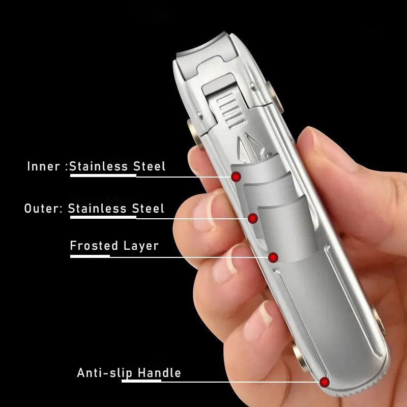 Premium Car Nail Clippers with Built-in Nail File & Catcher - Sharp Curved Blade Toenail & Fingernail Clippers for Travel, Home, Office & On-the-Go Grooming (Silver)