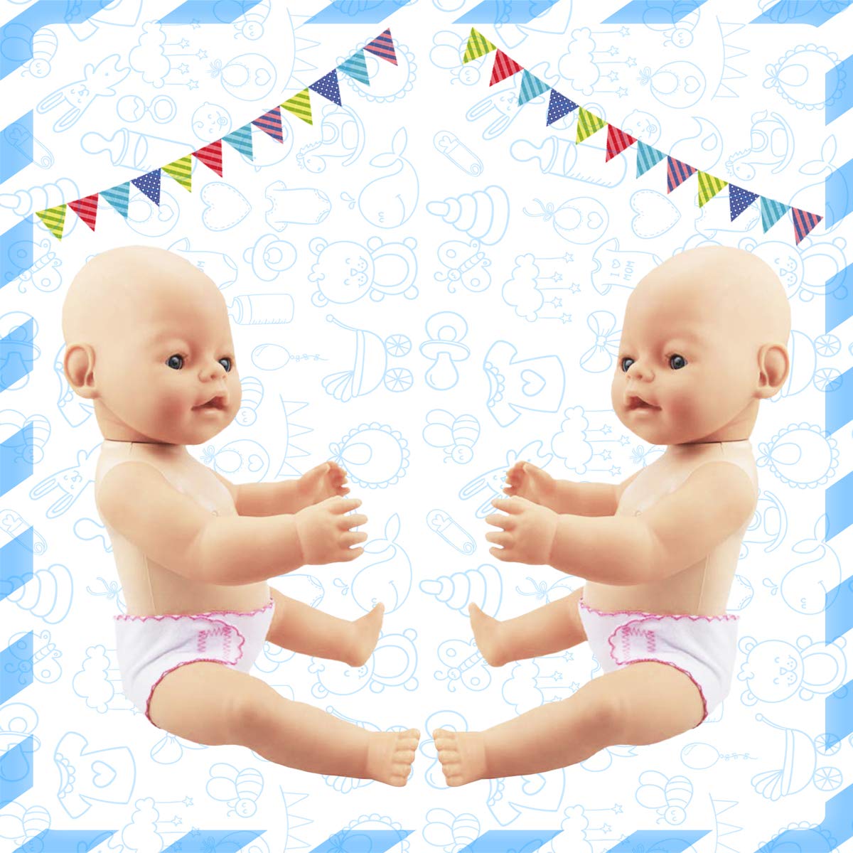 4 Pack Baby Doll Diapers & Underwear for 14-18 Inch Dolls - Soft & Comfortable for Infant Dolls & Baby Girl Toys - Perfect for Role Play, Pretend Play & Doll Accessories