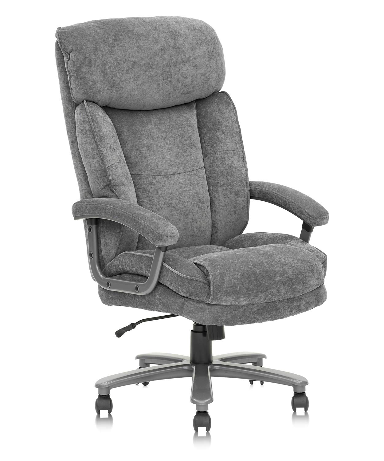 CLATINA Ergonomic Big and Tall Executive Office Chair - 400lbs Weight Capacity, Adjustable Height, Thick Padding, Headrest & Armrest - Grey Upholstered Swivel Chair for Home Office | Perfect for Long Work Hours & Heavy-Duty Use